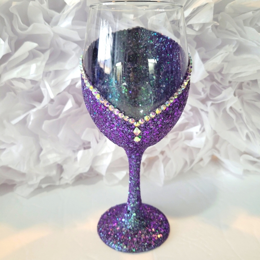 Crystal Rhinestone 🔮 Bling Hand Crafted Wine 🍷/Water 💧 Glass